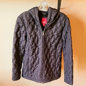 GUC Women's Espirit Brown Quilted Fleece-lined Zip-up Jacket with Hood, size M